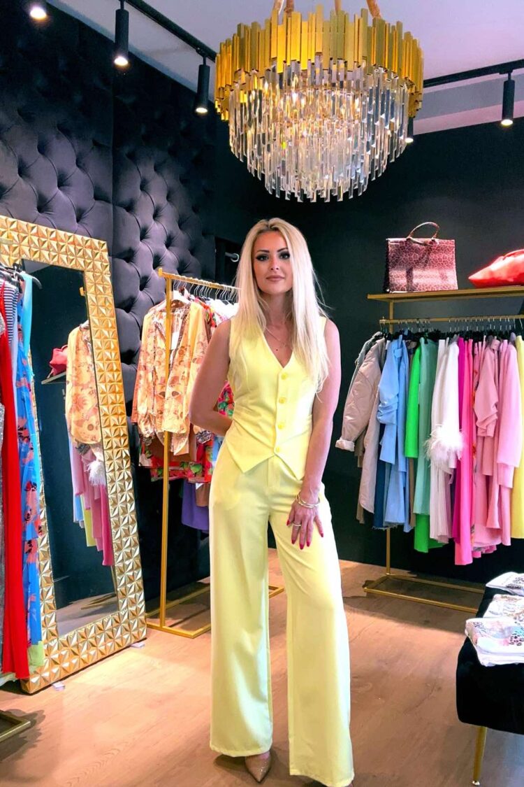 Σετ γιλέκο με παντελόνα κίτρινο