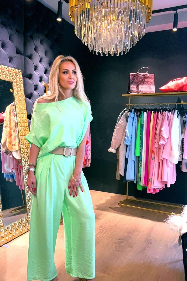 Σετ τοπ -παντελόνα Λαχανί