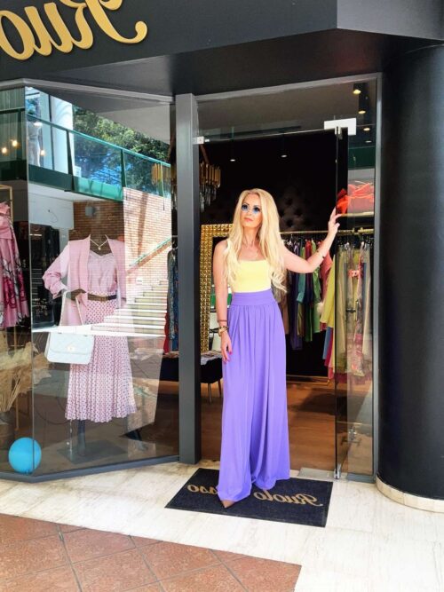 Παντελόνα Ψηλόμεση φαρδιά μωβ - Image 3