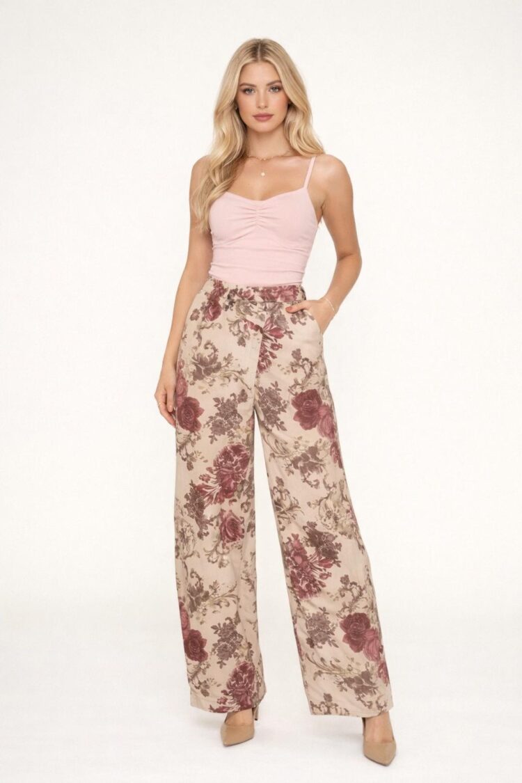 Ψηλόμεσο Τζιν floral Παντελόνι